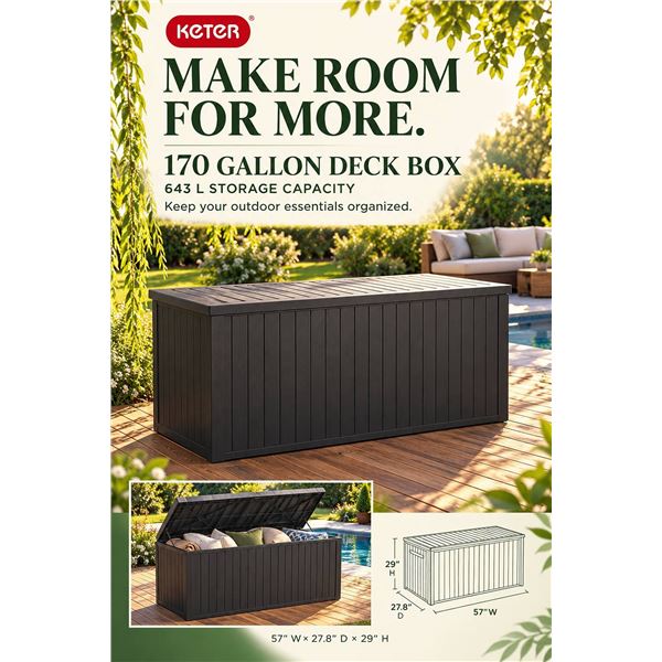 Keter 170G Outdoor Deck Box 170Gal Storage