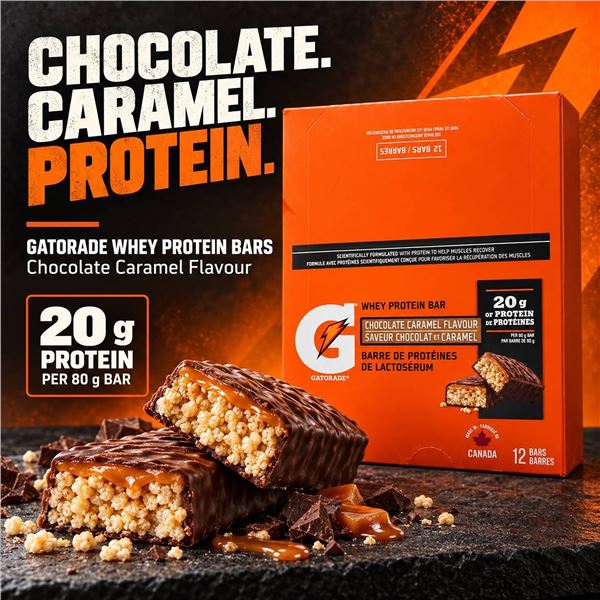 Gatorade Whey Protein Bar 12ct Choc Caramel