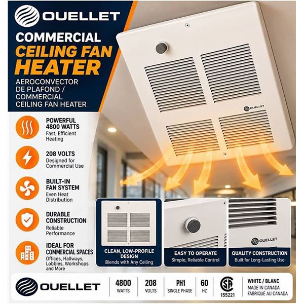 Ouellet OAC2000BL-T Wall Fan Heater 2000W