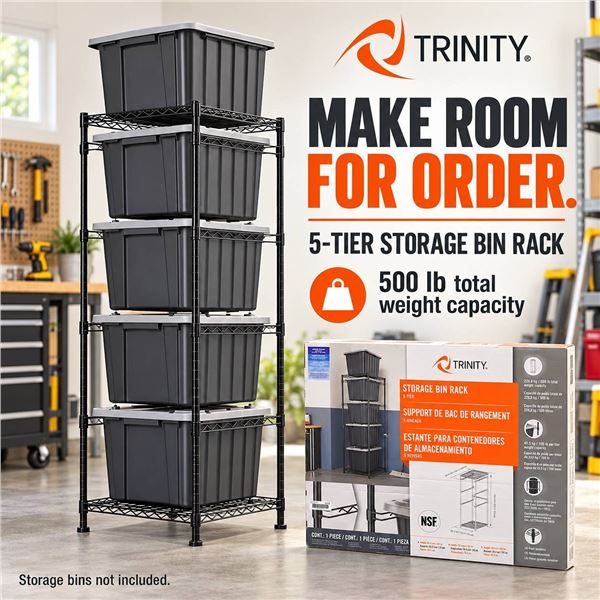 Trinity 5-Tier Storage Bin Rack NSF Certified