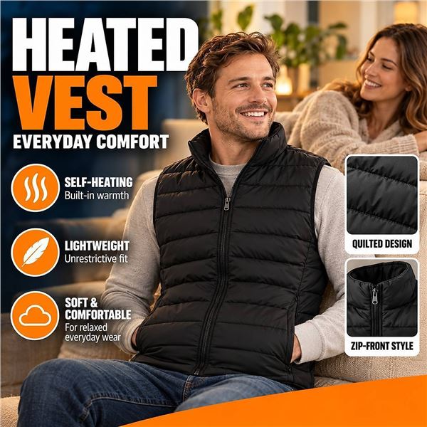 Men's Heated Vest Black Size L