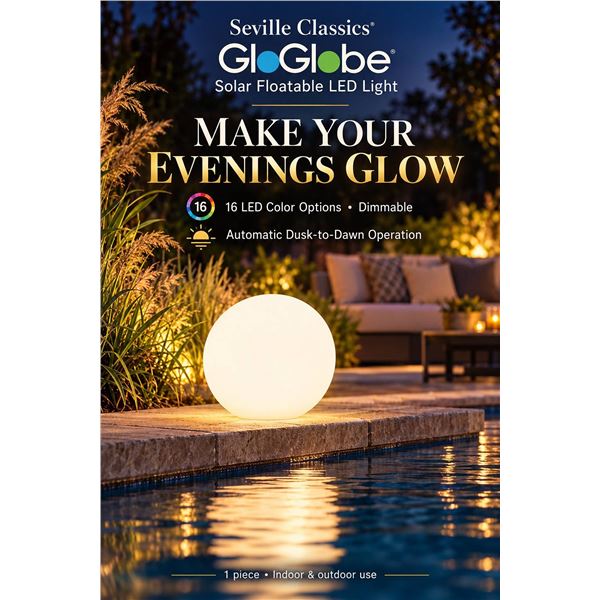 Seville Classics Solar LED Floating Light Globe