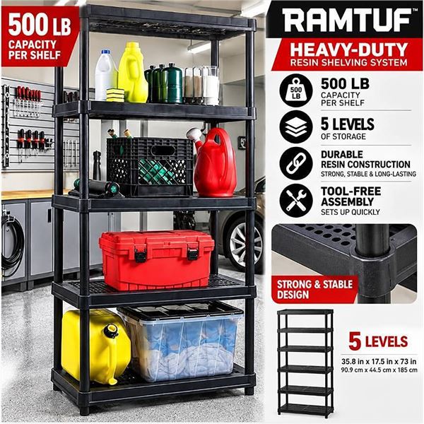 Ramtuff Resin Shelving Unit 5 Levels 35.8in