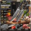 Image 1 : Haugo Ronin Damascus 3pc Knife Set G10 Handle