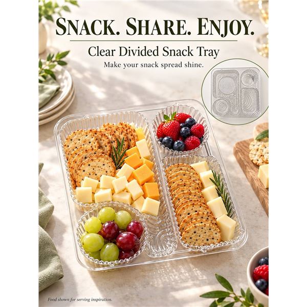 DFI 5-Compartment Plastic Trays, 500 Ct Case