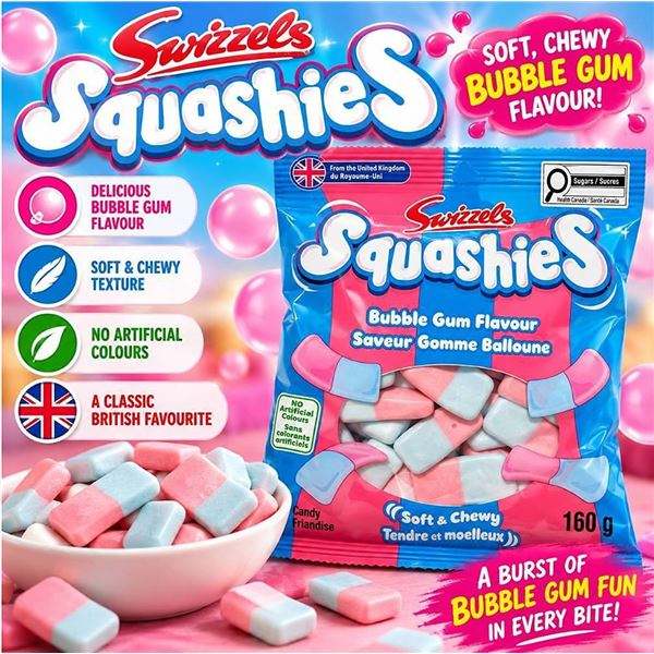 Squashies Bubble Gum Flavour 10 x 160g Pack
