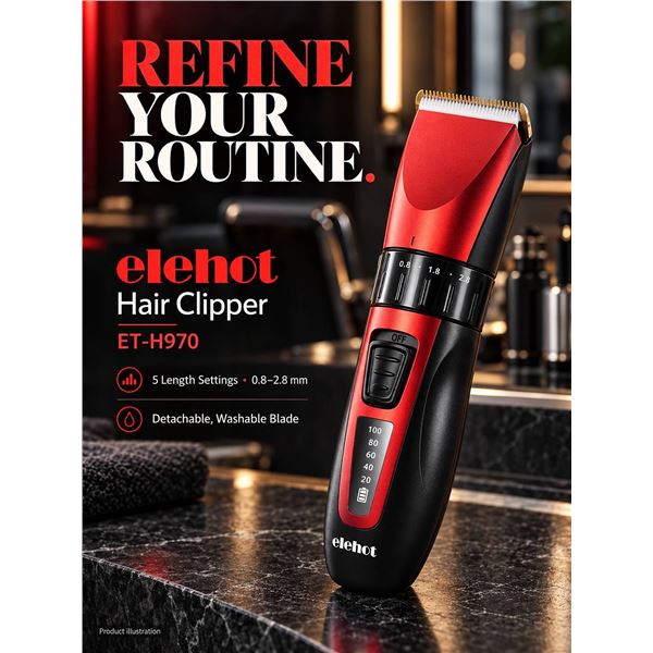 Elehot ET-H970 Hair Clipper Kit Red