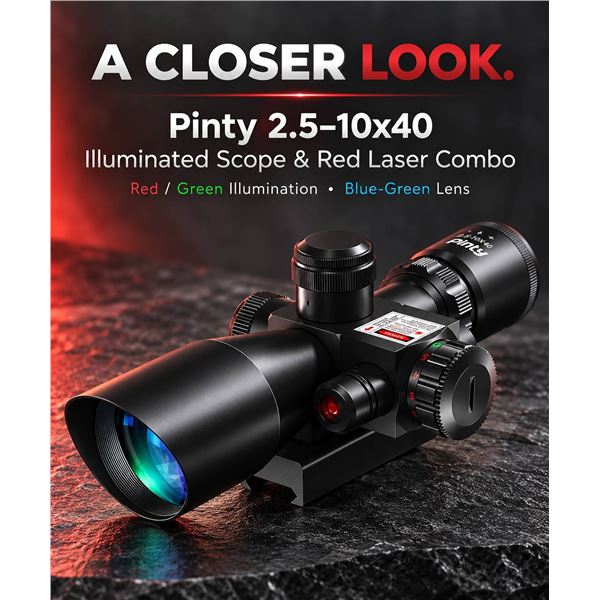 Pinty 2.5-10x40 Riflescope Green Lens Combo