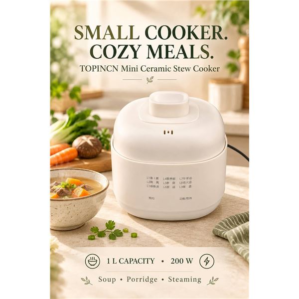 TOPINCN 1L Mini Electric Ceramic Cooker