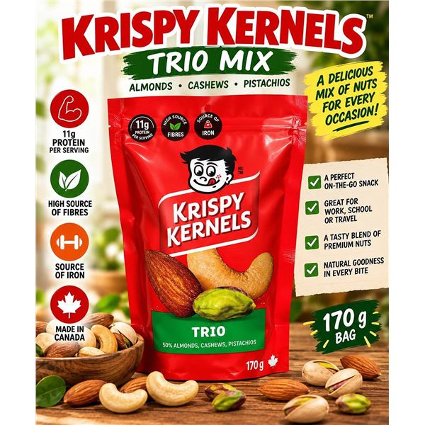 Krispy Kernels Trio Almonds Cashews Pistachios 170g