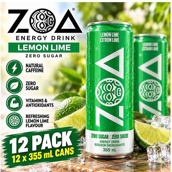 Zoa Lemon Lime Energy Drink 12x355mL