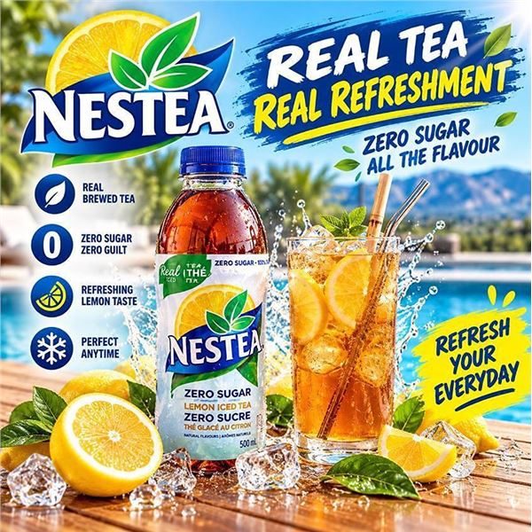 Nestea Zero Sugar Lemon Iced Tea 12x473ml