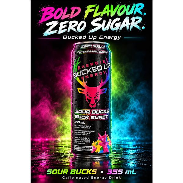 Bucked Up Energy Sour Bucks 355mL, 12 Cans