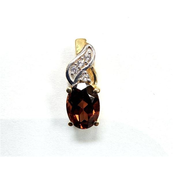 Gold Plated Sterling Silver Natural Garnet Pendant with Brass Gold Plated Chain, W/A $550.00. Garnet