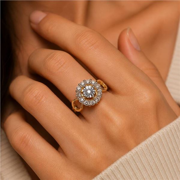 Gold Plated Sterling Silver Natural Diamond with CZ Ring, Size 7.25, W/A $700.00. Diamond is the bir