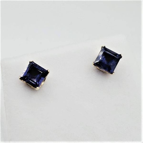 14KT Yellow Gold Natural Iolite Earrings, Retail $400.00.