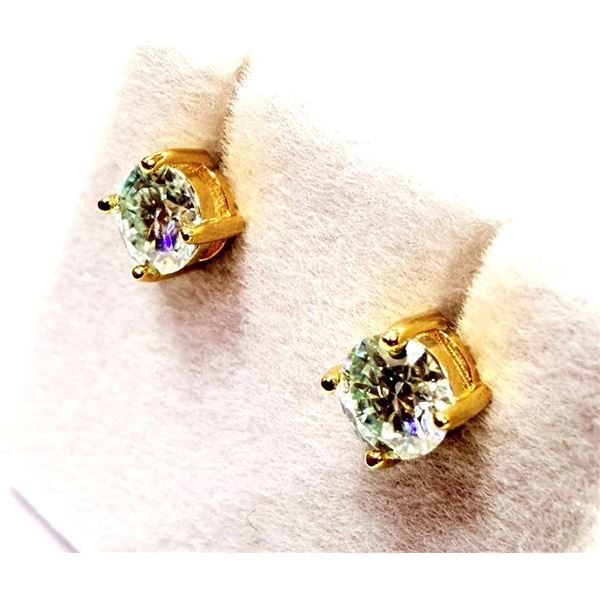 Gold Plated Sterling Silver Moissanite Earrings, W/A $400.00.