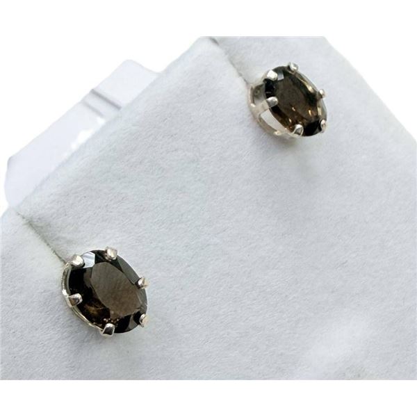 Sterling Silver Natural Smokey Earrings, Retail $300.00.