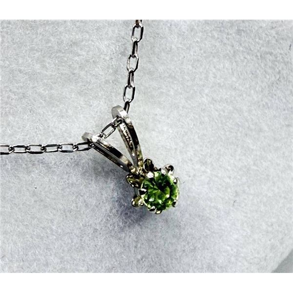 Sterling Silver Natural Peridot Pendant with Brass Rhodium Plated Chain, Retail $250.00.
