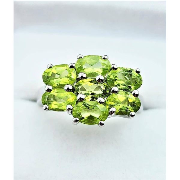 Sterling Silver Natural Peridot Ring, Size 7.5, Retail $300.00. Peridot is the birthstone for August