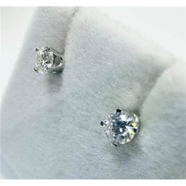 14KT White Gold Moissanite Earrings, W/A $300.00.