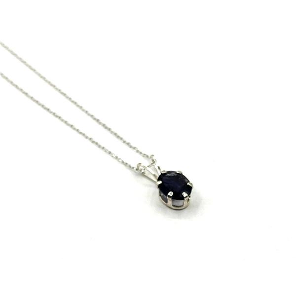 Sterling Silver Natural Iolite Pendant with Brass Rhodium Plated Chain, Retail $350.00.