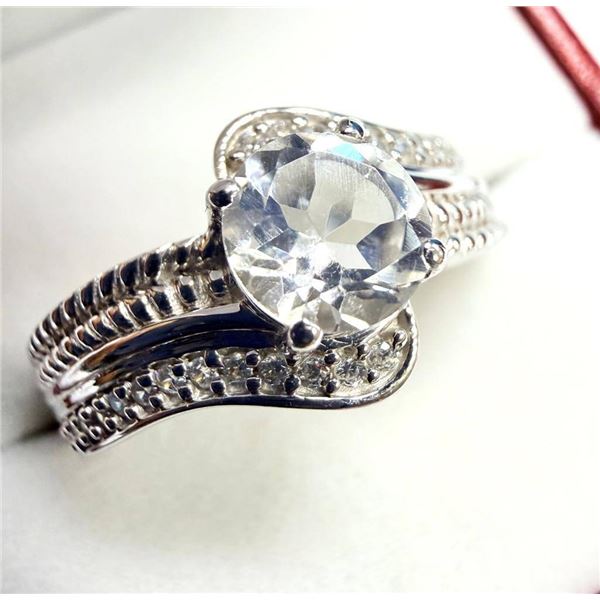 Sterling Silver Natural White Quartz Ring, Size 7.25, Retail $300.00.