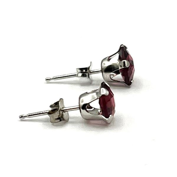 14KT White Gold Natural Garnet Earrings, Retail $400.00. Garnet is the birthstone for January.