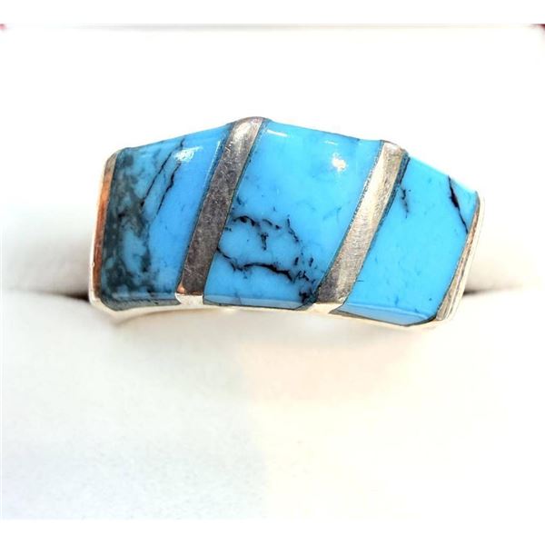 Sterling Silver Natural Turquoise Ring, Size 6.75, Retail $300.00.