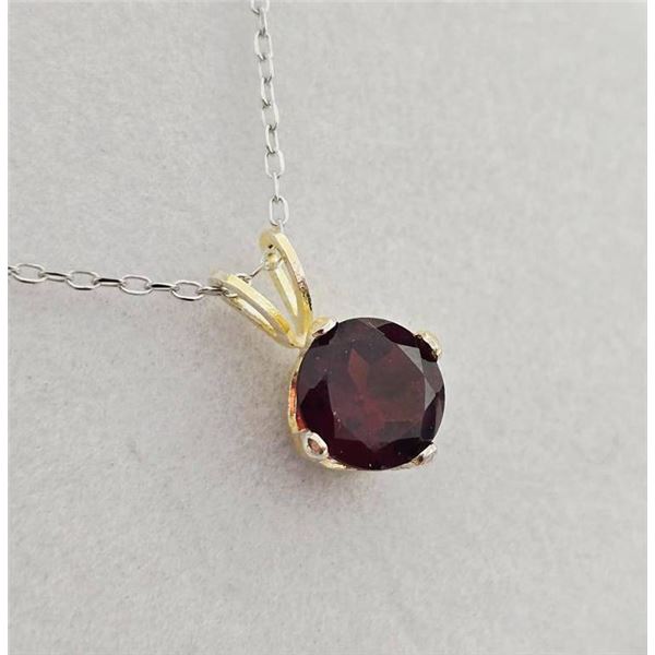 Sterling Silver Natural Garnet Pendant with Sterling Silver Chain ,Retail $350.00. Garnet is the bir