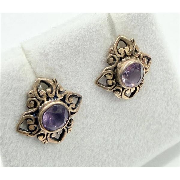 Sterling Silver Natural Amethyst Earrings, Retail $250.00.
