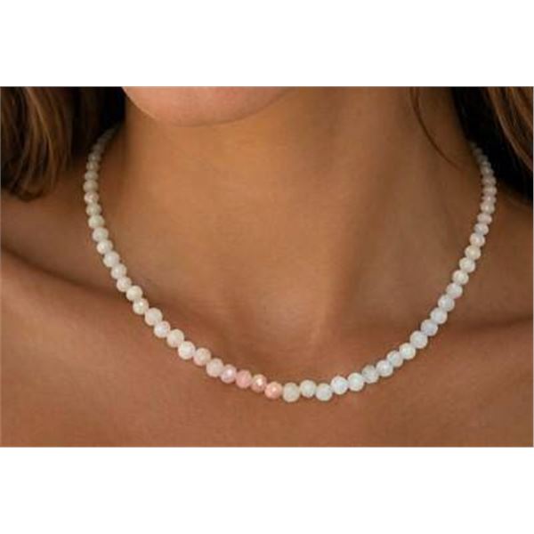 $150, silver.genuine pink opal beed 16" (12ct)necklace, retail value $150