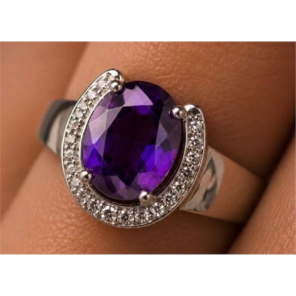 $250, silver.amethyst (1ct)ring, size , retail value $250, ring resizeable for $50