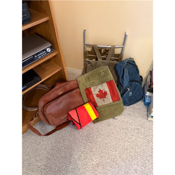 Assorted bags and safety vest