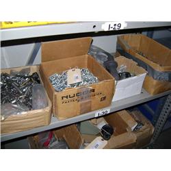 SHELF OF MISC NUTS, BOLTS, AND SCREWS