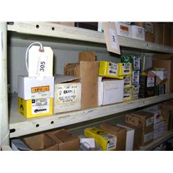 SHELF OF MISC SCREWS, NUTS AND BOLTS