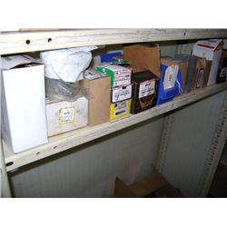 SHELF OF MISC SCREWS, NUTS AND BOLTS