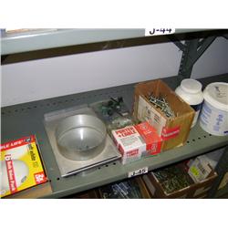 CONTENTS OF SHELF--NAILS, SEALANT AND DUCT FITTING