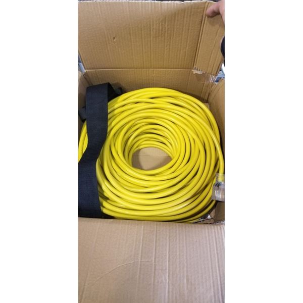 APPROX 200 FOOT YELLOW HEAVY DUTY LIGHTED EXTENSION CORD. 12AWG/3C