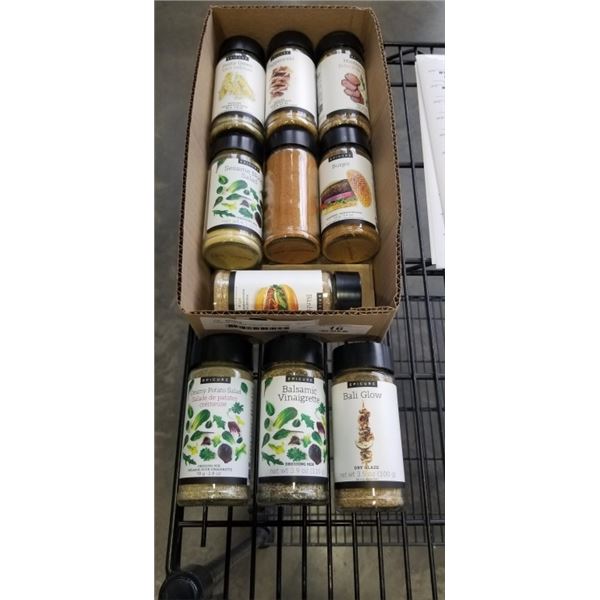 TRAY OF 10 NEW ASSORTED EPICURE SPICES AND SEASONINGS