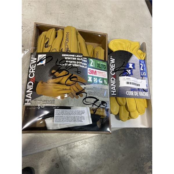 4 NEW PAIRS OF LEATHER GLOVES, 2 SIZE LARGE, AND 2 INSULATED SIZE XL