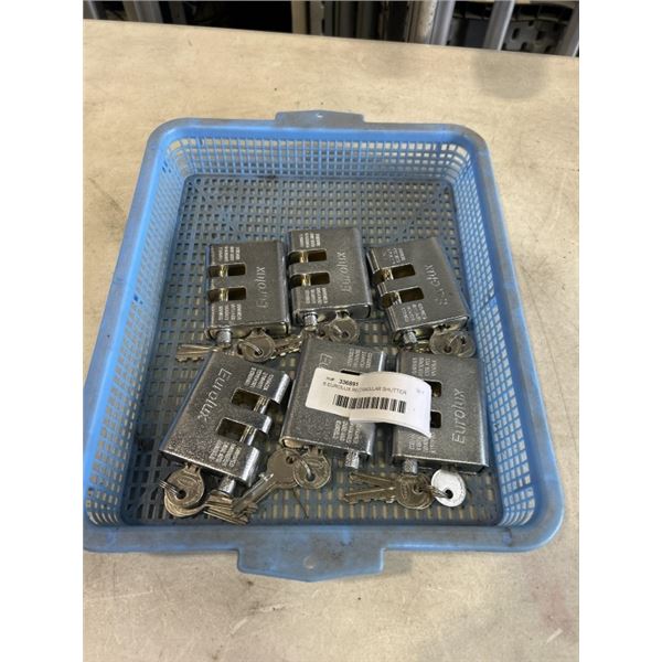 6 EUROLUX RECTANGULAR SHUTTER PADLOCKS WITH KEYS