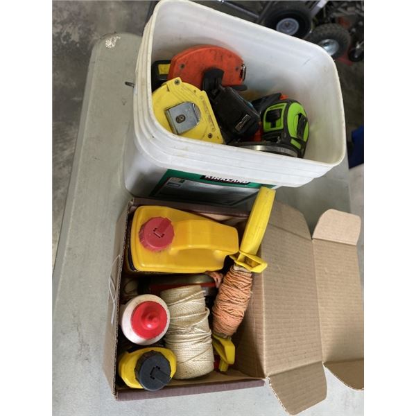 ASSORTED TAPE MEASURES AND CHALK LINES