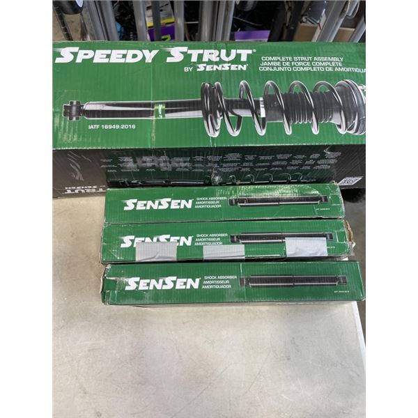 3 SENSEN SHOCK ABSORBERS AND SENSEN SPEEDY STRUT COMPLETE STRUT ASSEMBLY