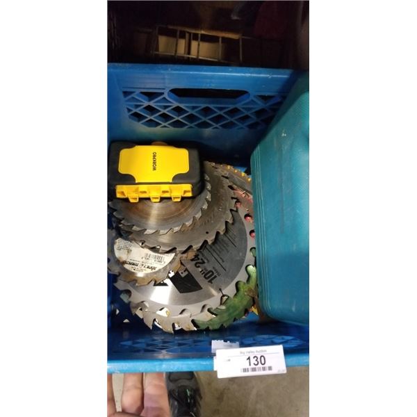 CRATE WITH ASSORTED SAW BLADES AND BIT SETS