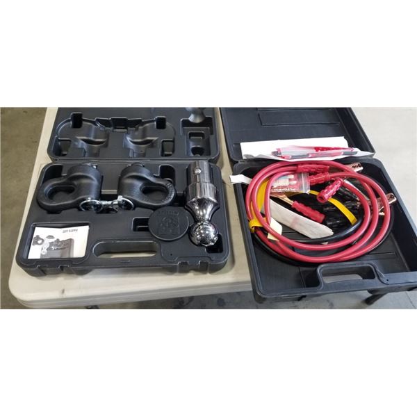NEW CURT OEM PUCK SYSTEM GOOSENECK BALL AND SAFETY CHAIN ANCHOR KIT, AND CASED JUMPER CABLE SET