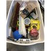 Image 3 : TOTE OF ASSORTED HAND TOOLS AND TAPES, SCREWDRIVERS