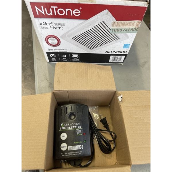 NUTONE INVENT SERIES VENTILLATOR FAN AND SJE RHOMBUS TANK ALERT MONITOR