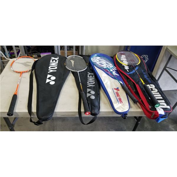 5 BATMONTON RACKETS & 4 SOFT CASES