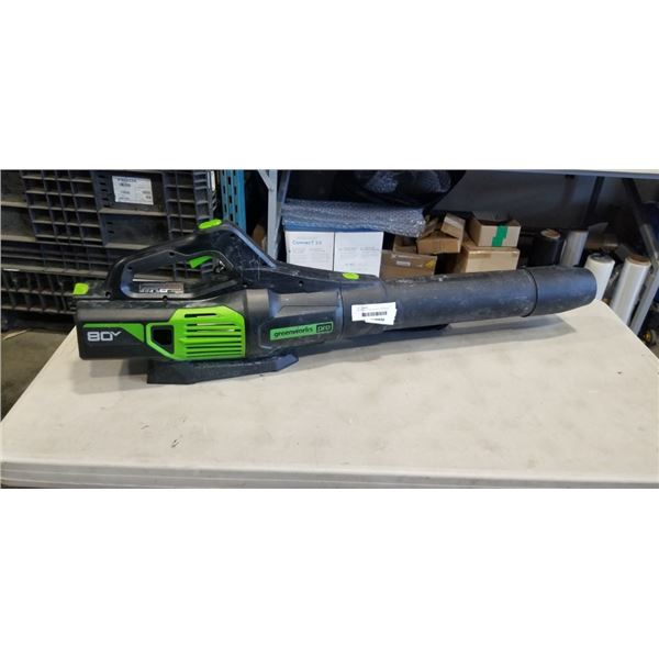 GREENWORKS PRO 80 VOLT CORDLESS BLOWER WORKING NO BATTERY